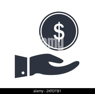 Dollar coin main Flat Vector icône Business Illustration Illustration de Vecteur