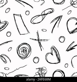 Motif sans couture de symbole graffiti griffré. Art de la rue moderne dessin main style graffiti. Des éléments de design artistique sales et le mot. Souterrain. Grunge r Banque D'Images