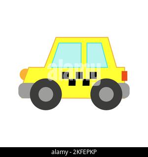 Illustration vectorielle d'une voiture-jouet dans un style plat. Icône d'un taxi jaune Illustration de Vecteur