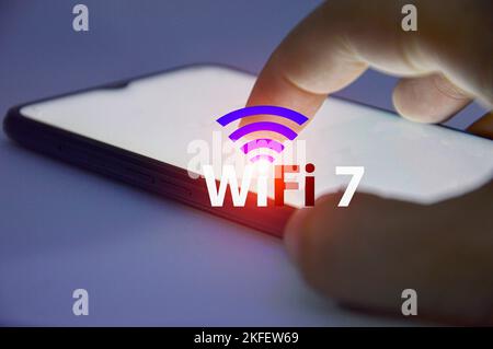 Concept Wi-Fi 7 communication réseau nouvelle génération, communication haut débit Banque D'Images