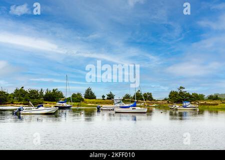 Groupe de bateaux de plaisance sur l'amarrage dans le port du Nord-Ouest, est de hampton, ny Banque D'Images