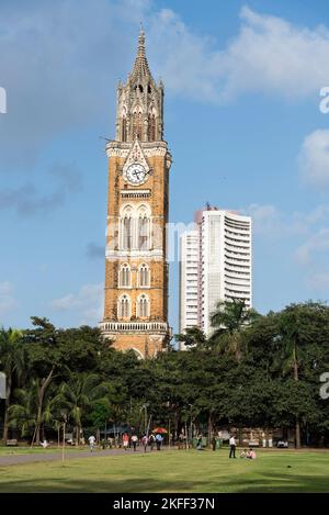 Rajabai Clock Tower et Bombay stock Exchange, Bombay, Mumbai, Maharashtra, Inde Banque D'Images