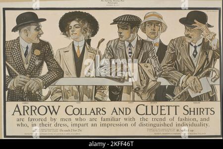 Colliers de flèche et chemises Cluett, C1895 - 1917. Banque D'Images