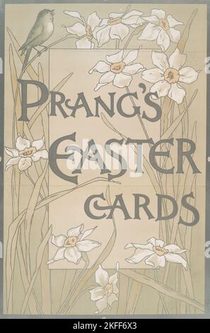 Affiche avec les mots « cartes de Pâques de Prang » et représentant des fleurs et des oiseaux., c1865 - 1899. [Editeur: L. Prang &amp; Co.; lieu: Boston] Banque D'Images