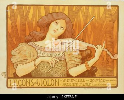 Affiche pour « leçons de Violon », c1899. [Editeur: Imprimerie Chaix; lieu: Paris] Banque D'Images
