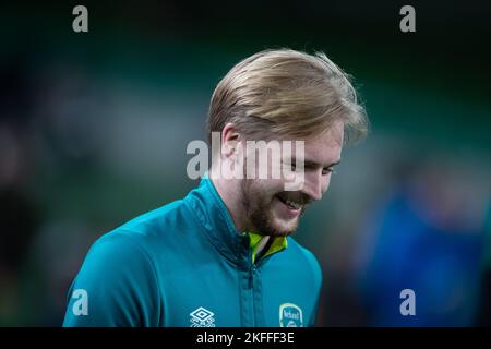 Dublin, Irlande. 17th novembre 2022. Dublin, Irlande, 17 novembre 2022 gardien de but Caoimhin Kelleher de la République d'Irlande avant le match international amical entre la République d'Irlande et la Norvège au stade Aviva à Dublin, Irlande Dan O' Connor (Dan O' Connor/SPP) Credit: SPP Sport Press photo. /Alamy Live News Banque D'Images