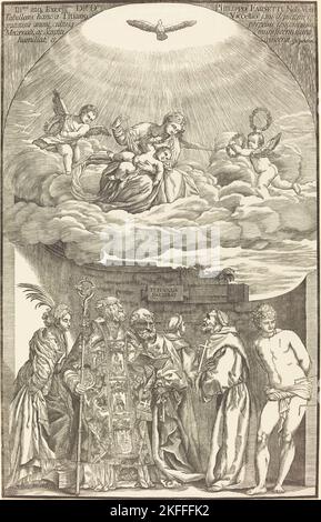 La Vierge dans les nuages et six Saints, 1742. Banque D'Images