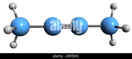 3D image de la formule squelettique du butyne - structure chimique moléculaire du diméthylacétylène isolé sur fond blanc Banque D'Images