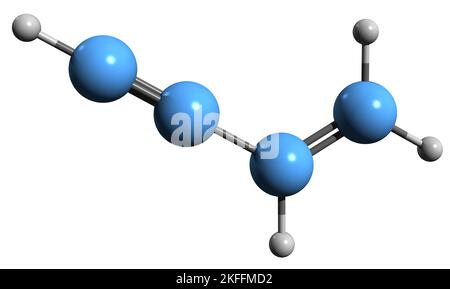 3D image de la formule squelettique du vinylacétylène - structure chimique moléculaire du 3-butène-1-yne isolé sur fond blanc Banque D'Images