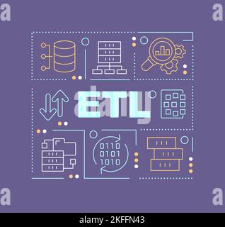 Bannière violette des concepts de mots ETL Illustration de Vecteur