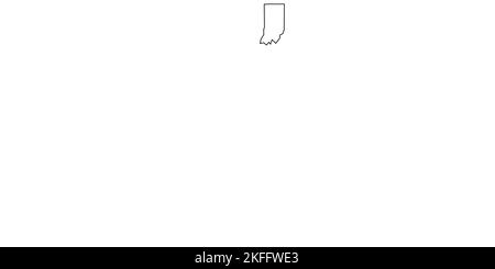 Indiana, États-Unis d'Amérique, États-Unis. Carte simplifiée des contours noirs épais. Illustration simple à vecteur plat Illustration de Vecteur