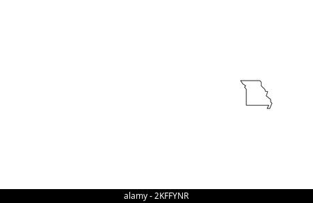 Etat du Missouri des Etats-Unis d'Amérique, Etats-Unis. Carte simplifiée des contours noirs épais. Illustration simple à vecteur plat Illustration de Vecteur