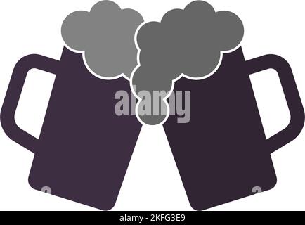 Les deux tasses de bière isolées sur fond blanc. Illustration de Vecteur