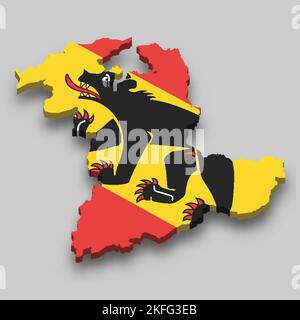 3D carte isométrique de Berne est une région de Suisse avec drapeau national Illustration de Vecteur