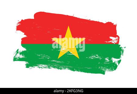 Pinceau peint drapeau du Burkina faso sur fond blanc Banque D'Images