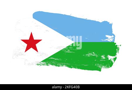 Pinceau peint drapeau vieilli de djibouti sur fond blanc Banque D'Images