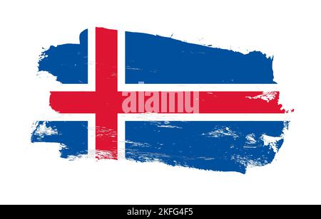 Pinceau peint drapeau vieilli de l'islande sur fond blanc Banque D'Images