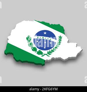 3D carte isométrique de Parana est un état du Brésil avec drapeau national Illustration de Vecteur