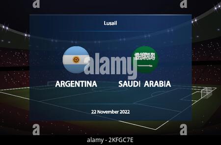 Argentine contre Arabie saoudite. Modèle de football graphique diffusé par le tableau de bord du football Illustration de Vecteur