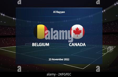 Belgique contre Canada. Modèle de football graphique diffusé par le tableau de bord du football Illustration de Vecteur