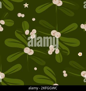 Graphique abstrait vectoriel dessiné à la main Merry Christmas and Happy New Year clipart illustrations salutation enveloppant sans couture motif avec des fleurs et des feuilles Illustration de Vecteur