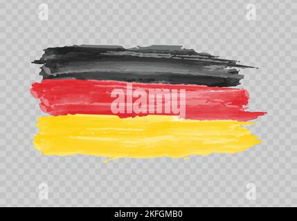 Drapeau de peinture aquarelle de l'Allemagne. Tracé de pinceau à dessin manuel Illustration de Vecteur