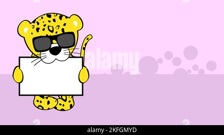 chibi léopard dessin animé enfant tenant le fond du panneau d'affichage. illustration en format vectoriel Illustration de Vecteur