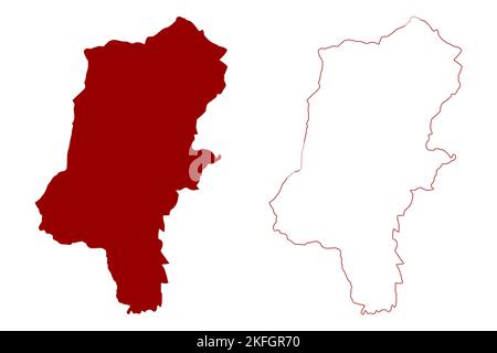 Cannock Chase carte du district non métropolitain (Royaume-Uni de Grande-Bretagne et d'Irlande du Nord, comté cérémonial Staffordshire ou Staffs, Angleterre) Illustration de Vecteur