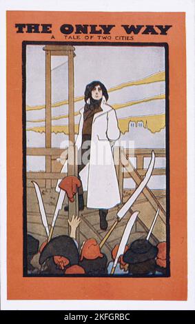 Affiche publicitaire John Martin-Harvey de la seule façon, adapté d'Un conte de deux villes, 1890 - 1910. Banque D'Images