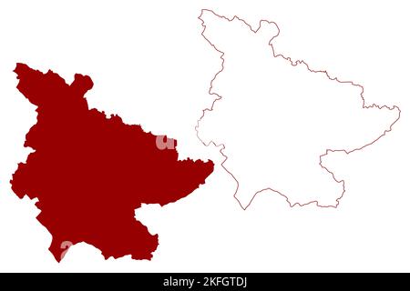Zone non métropolitaine de Lichfield (Royaume-Uni de Grande-Bretagne et d'Irlande du Nord, comté cérémonial Staffordshire ou Staffs, Angleterre) carte vec Illustration de Vecteur