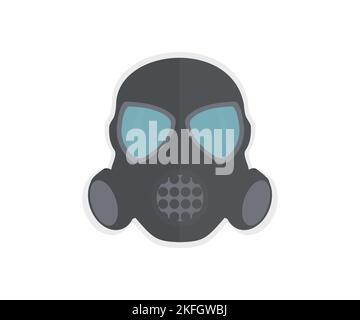 Masque avec filtres de protection en métal, respirateur pour protéger l'atmosphère toxique logo. Protection des équipements militaires contre les risques toxiques et chimiques. Illustration de Vecteur