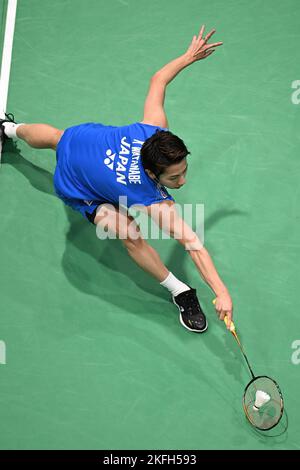 Sydney, Australie. 18th novembre 2022. Koki Watanabe, du Japon, vu lors du match unique de quart de finale masculin du groupe SATHIO 2022 contre Kodai Naraoka, du Japon. Watanabe a perdu le match 15-21, 21-16, 15-21. Crédit : SOPA Images Limited/Alamy Live News Banque D'Images