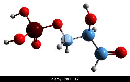 3D image de la formule squelettique de glycéraldéhyde 3-phosphate - structure chimique moléculaire du triose phosphate isolé sur fond blanc Banque D'Images