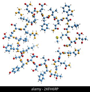 3D image de la formule squelettique du glucagon - structure chimique moléculaire de l'hormone peptidique isolée sur fond blanc Banque D'Images