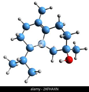 3D image de la formule squelettique du delta-Cadinol - structure chimique moléculaire de l'alcool sesquiterpénoïde isolé sur fond blanc Banque D'Images
