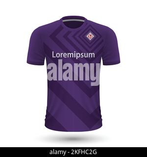 Maillot de football réaliste Fiorentina, modèle de maillot pour le kit de football 2022 Illustration de Vecteur