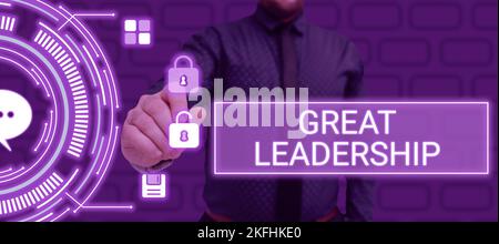 Inspiration montrant le signe Grand leadership, idée d'entreprise motivant montrer à agir pour atteindre un objectif commun Banque D'Images