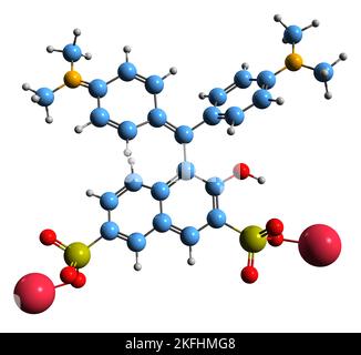3D image de la formule squelettique Green S - structure chimique moléculaire de la lissamine Green B isolée sur fond blanc Banque D'Images