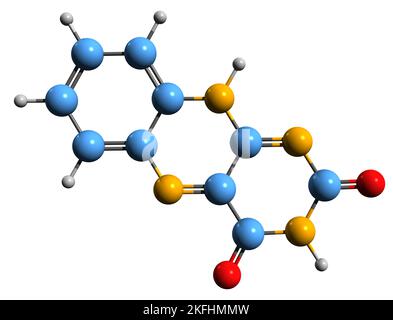 3D image de la formule squelettique isoalloxanthine - structure chimique moléculaire du composé hétérocyclique ptéridine isolé sur fond blanc Banque D'Images