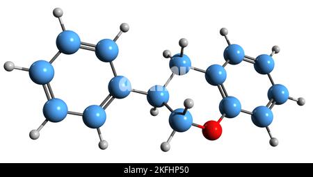 3D image de la formule squelettique Isoflavane - structure chimique moléculaire des isoflavonoïdes isolés sur fond blanc Banque D'Images
