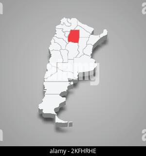 Région de Santiago del Estero situation dans la région Argentine 3D carte isométrique Illustration de Vecteur