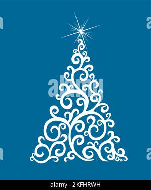 Carte de Noël. Tourbillons d'arbre de Noël. Illustration vectorielle. Illustration vectorielle Illustration de Vecteur