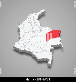 Situation géographique de la région de Vichada en Colombie 3D carte isométrique Illustration de Vecteur
