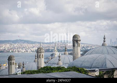 Photo de la vue panoramique d'istambul depuis la mosquée Suleymaniye Banque D'Images