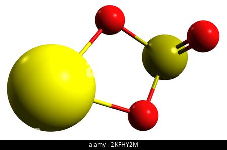 3D image de la formule squelettique du sulfite de calcium - structure chimique moléculaire du sel de calcium du sulfite isolé sur fond blanc Banque D'Images