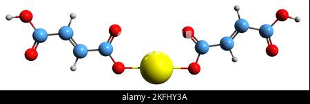 3D image de la formule squelettique du fumarate de calcium - structure chimique moléculaire du sel de calcium de l'acide fumarique isolé sur fond blanc Banque D'Images