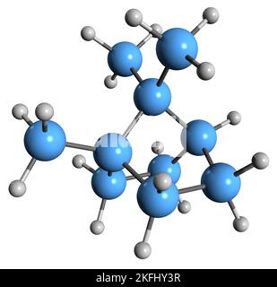 3D image de la formule squelettique du Camphane - structure chimique moléculaire du Bornane isolé sur fond blanc Banque D'Images