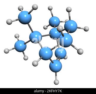 3D image de la formule squelettique du Camphène - structure chimique moléculaire du monoterpène bicyclique isolé sur fond blanc Banque D'Images