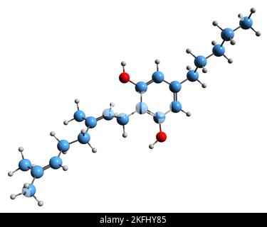 3D image de la formule squelettique du cannabigérol - structure chimique moléculaire du cannabinoïde CBG isolé sur fond blanc Banque D'Images