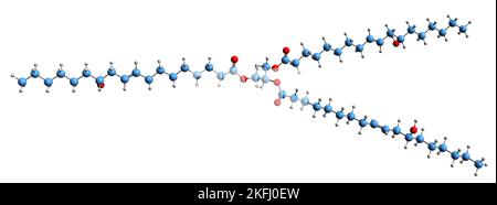 3D image de la formule squelettique de l'acide ricinoléate - structure chimique moléculaire de l'huile de Castor phytochimique isolée sur fond blanc Banque D'Images